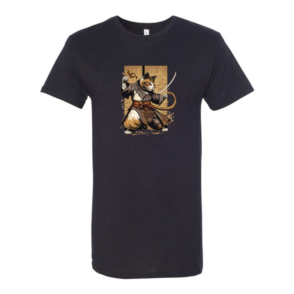 BELLA CANVAS MEN'S LONG BODY URBAN TEE 3006 Kung Fu  Samurai Cat